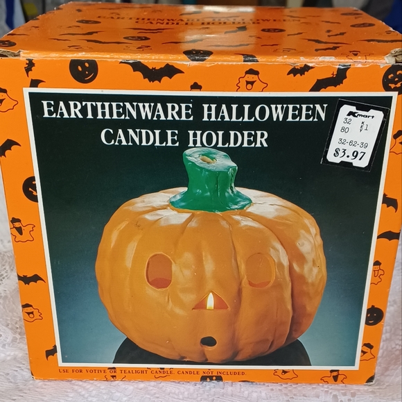 VINTAGE 1992 Four Star Hand Painted CERAMIC Pumpkin Candle 3.75"x3.50"x3.50" - Picture 9 of 16